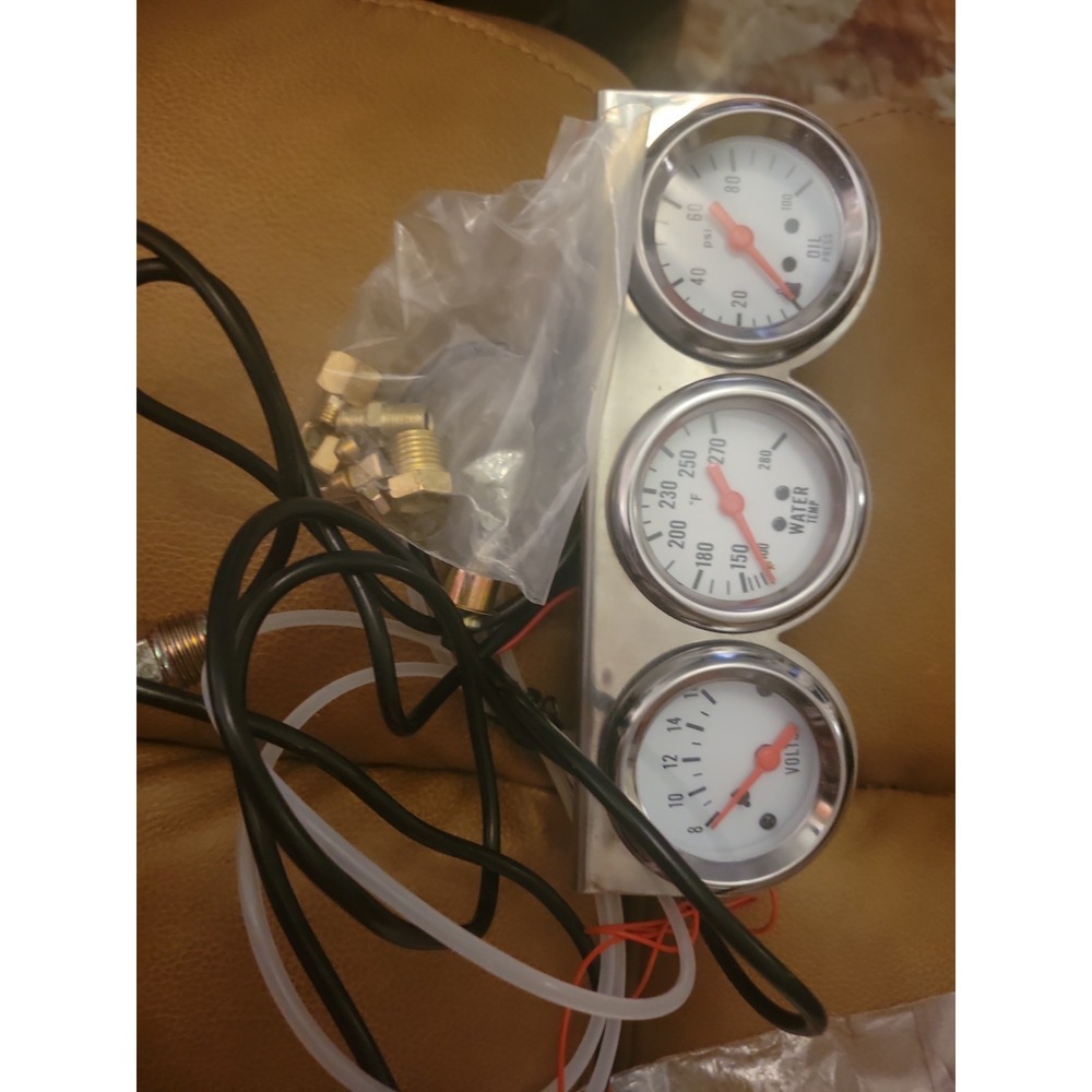 JDMSPEED 2 inch Triple Gauge Set - Oil Pressure, Water Temp, Volt Meter (Oil: 0-